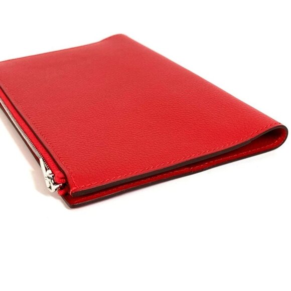 HERMES Notepad "EA Zip" PM Notebook case cover Evercolor Rouge Ladue Red Unused - Picture 3 of 12